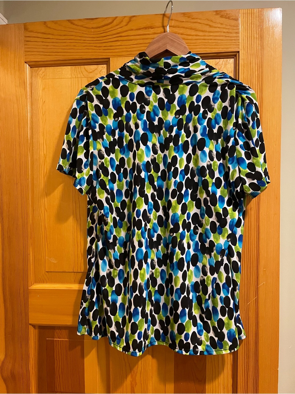 Elementz Short Sleeve Polo in Blue, Green & Black Spot Print